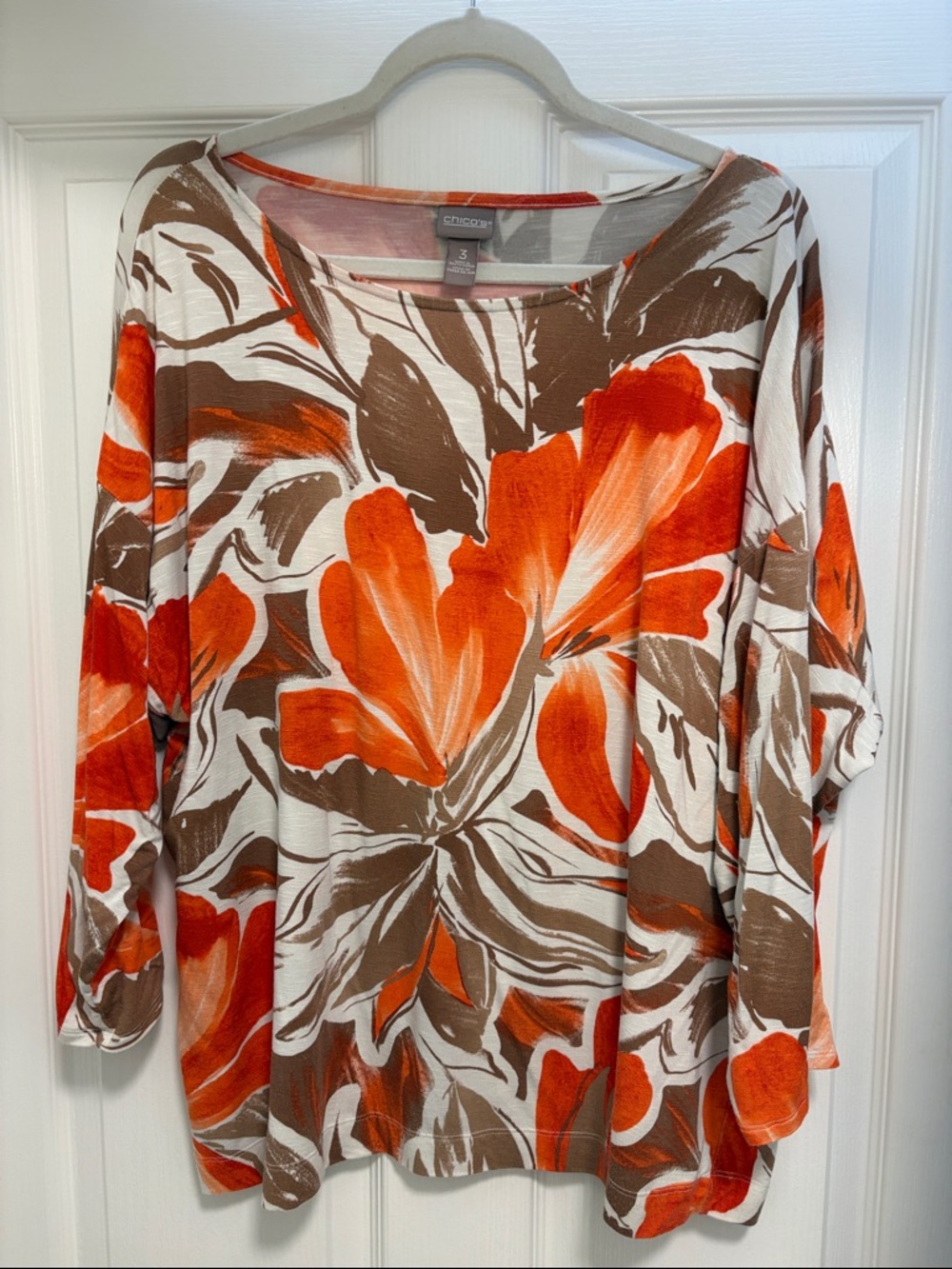 Women’s Orange Floral Scoop Neck Top
